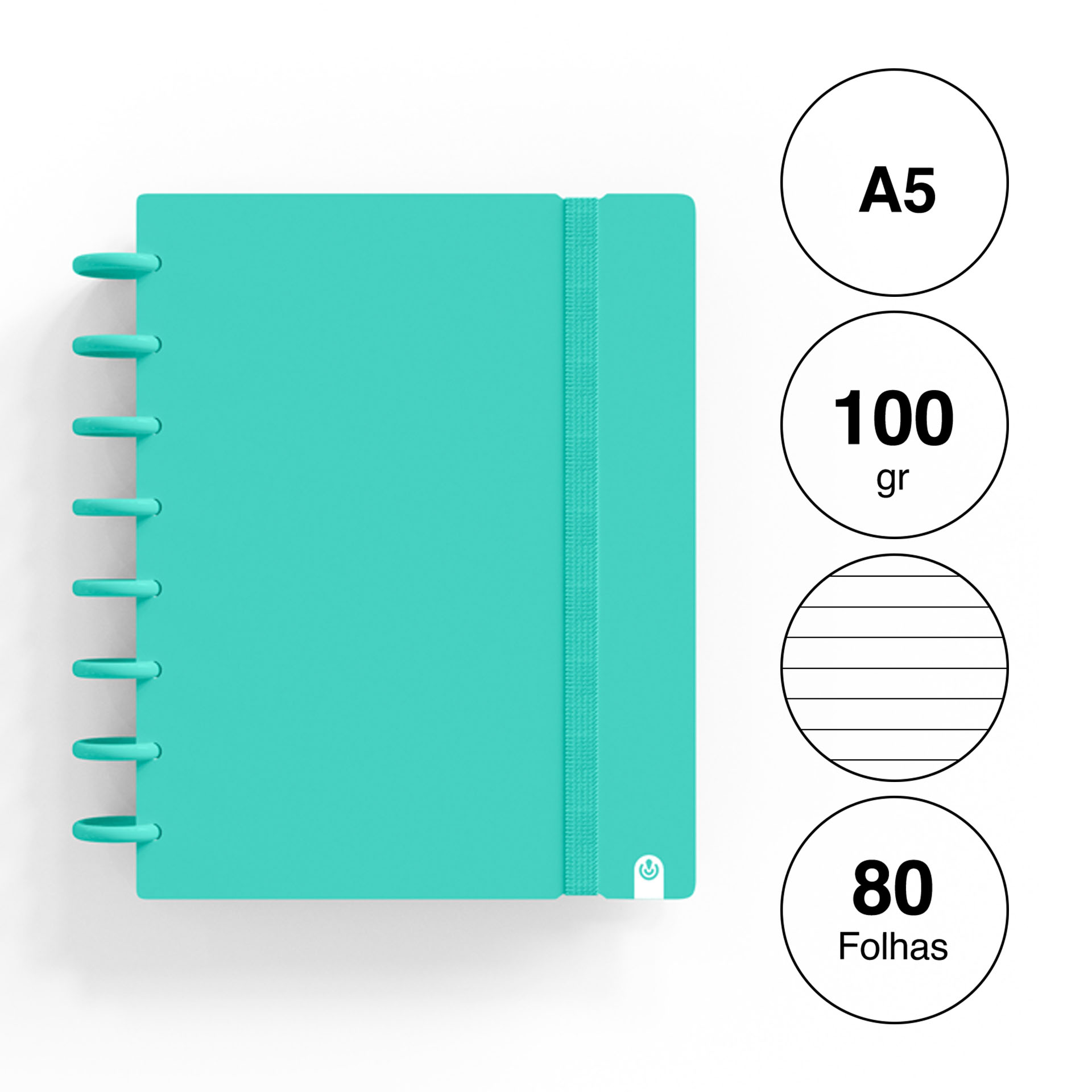Caderno Ingeniox Pautado A5 Pastel 80F 100gr