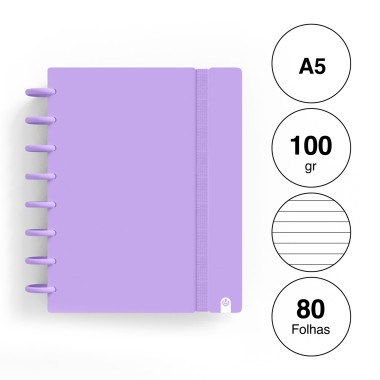 Caderno Ingeniox Pautado A5 Pastel 80F 100gr