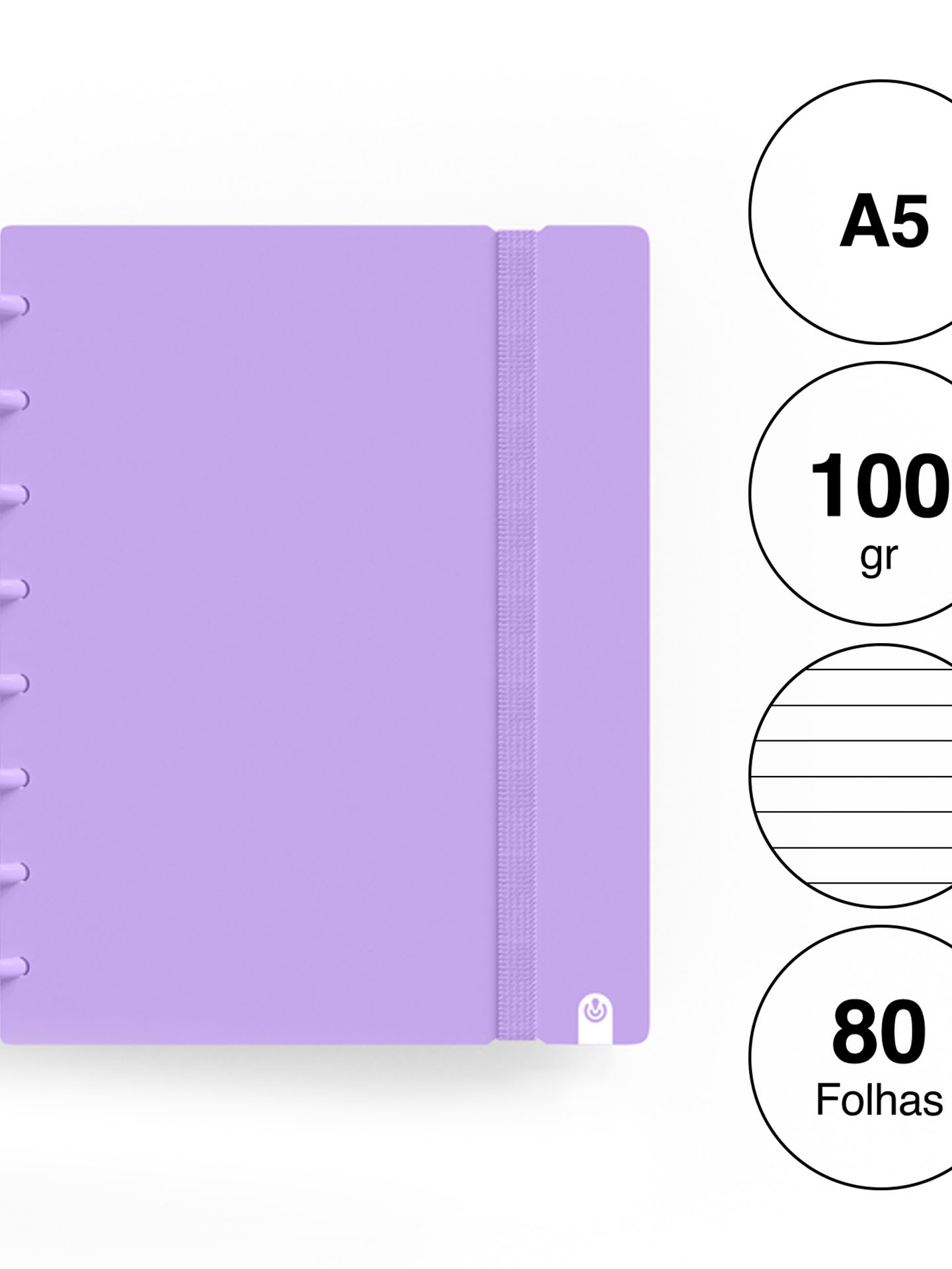 Caderno Ingeniox Pautado A5 Pastel 80F 100gr