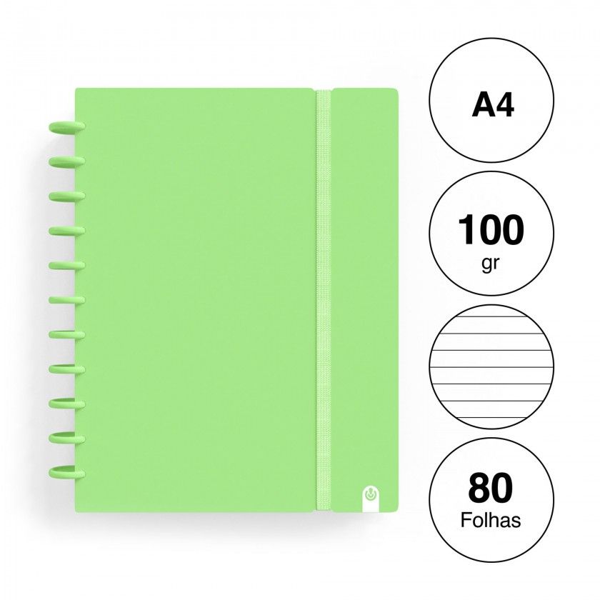 Caderno Ingeniox Pautado A4 Pastel 80F 100gr