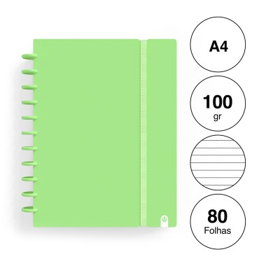 Caderno Ingeniox Pautado A4 Pastel 80F 100gr