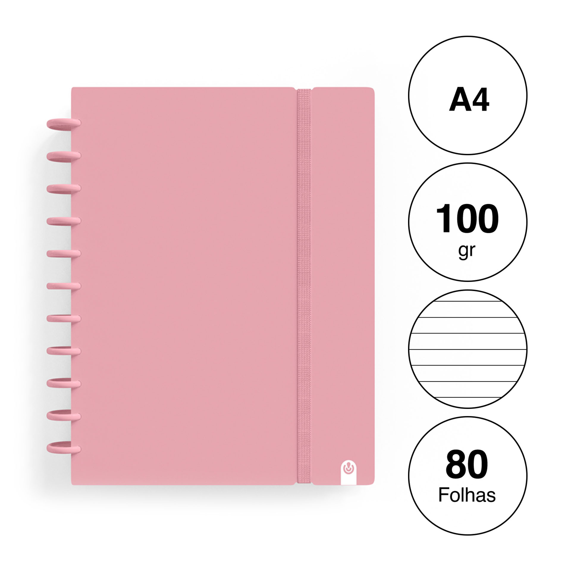 Caderno Ingeniox Pautado A4 Pastel 80F 100gr