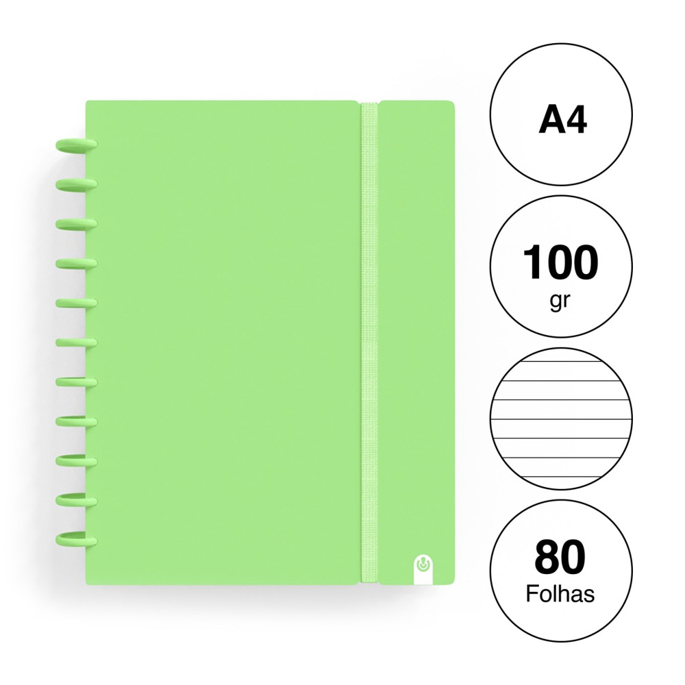 Caderno Ingeniox Pautado A4 Pastel 80F 100gr