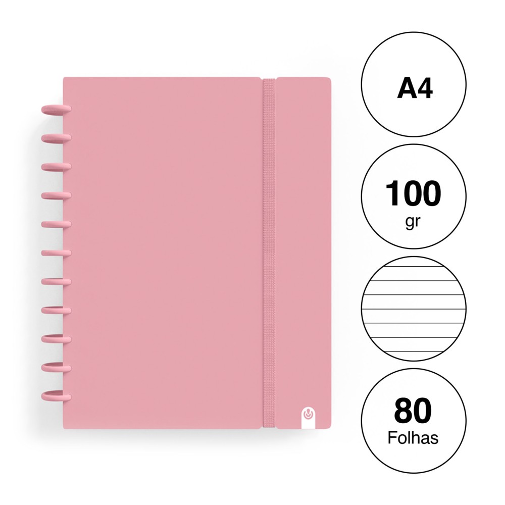 Caderno Ingeniox Pautado A4 Pastel 80F 100gr