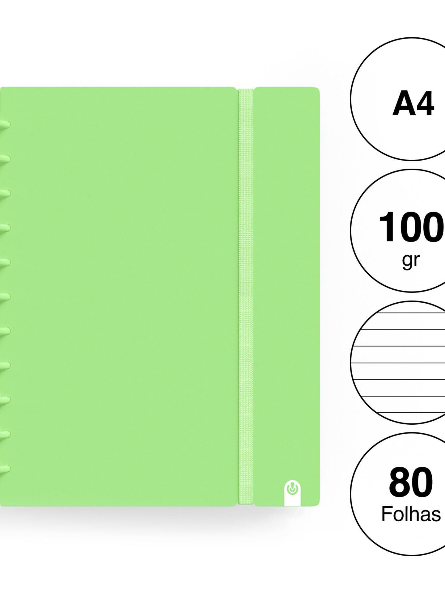 Caderno Ingeniox Pautado A4 Pastel 80F 100gr