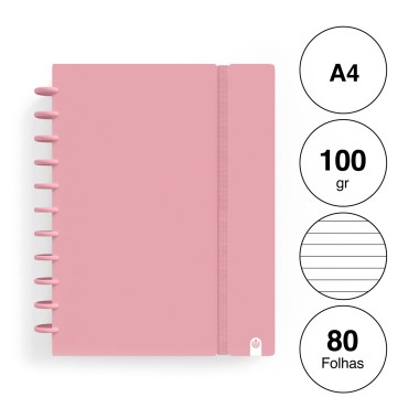Caderno Ingeniox Pautado A4 Pastel 80F 100gr