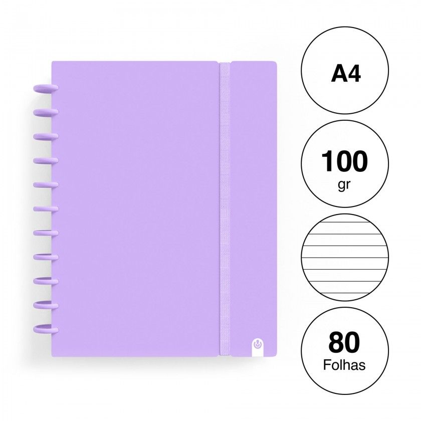 Caderno Ingeniox Pautado A4 Pastel 80F 100gr