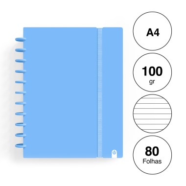 Caderno Ingeniox Pautado A4 Pastel 80F 100gr