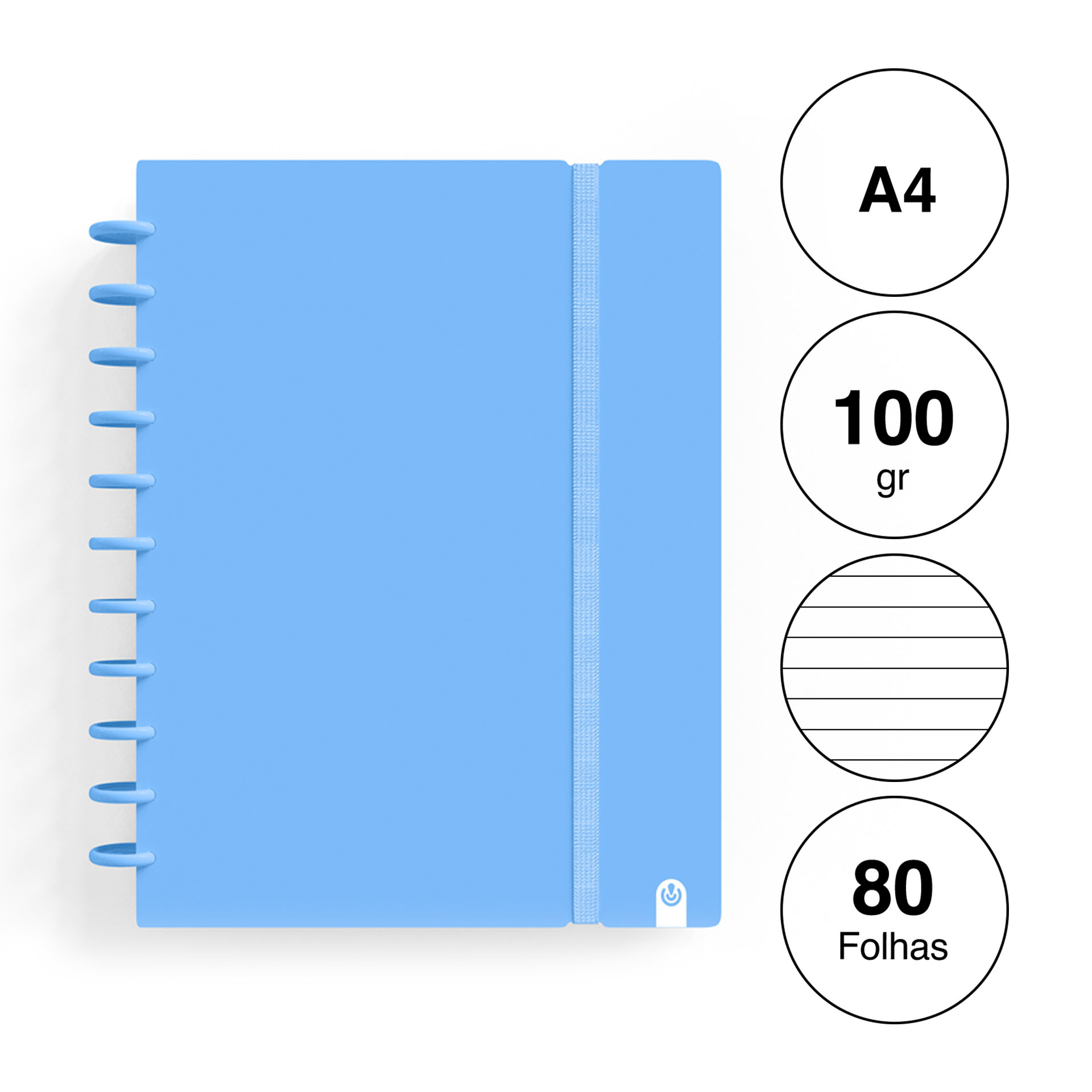 Caderno Ingeniox Pautado A4 Pastel 80F 100gr