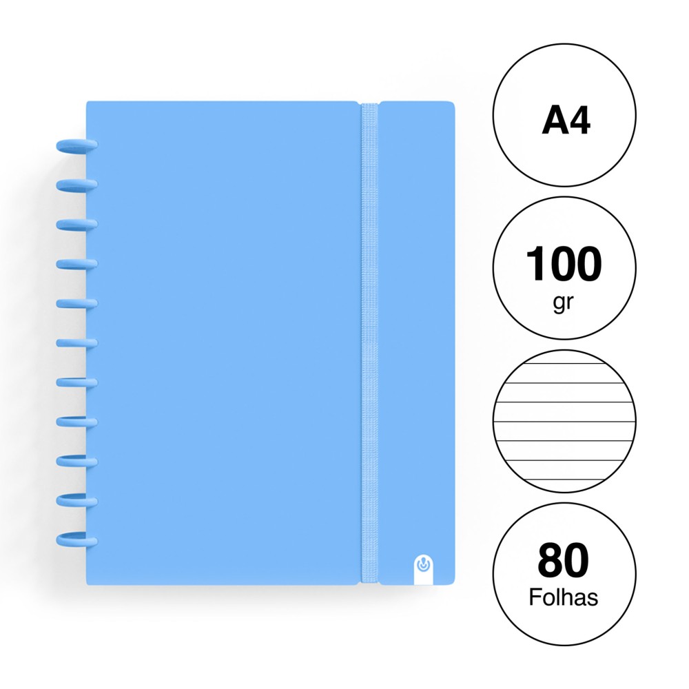 Caderno Ingeniox Pautado A4 Pastel 80F 100gr