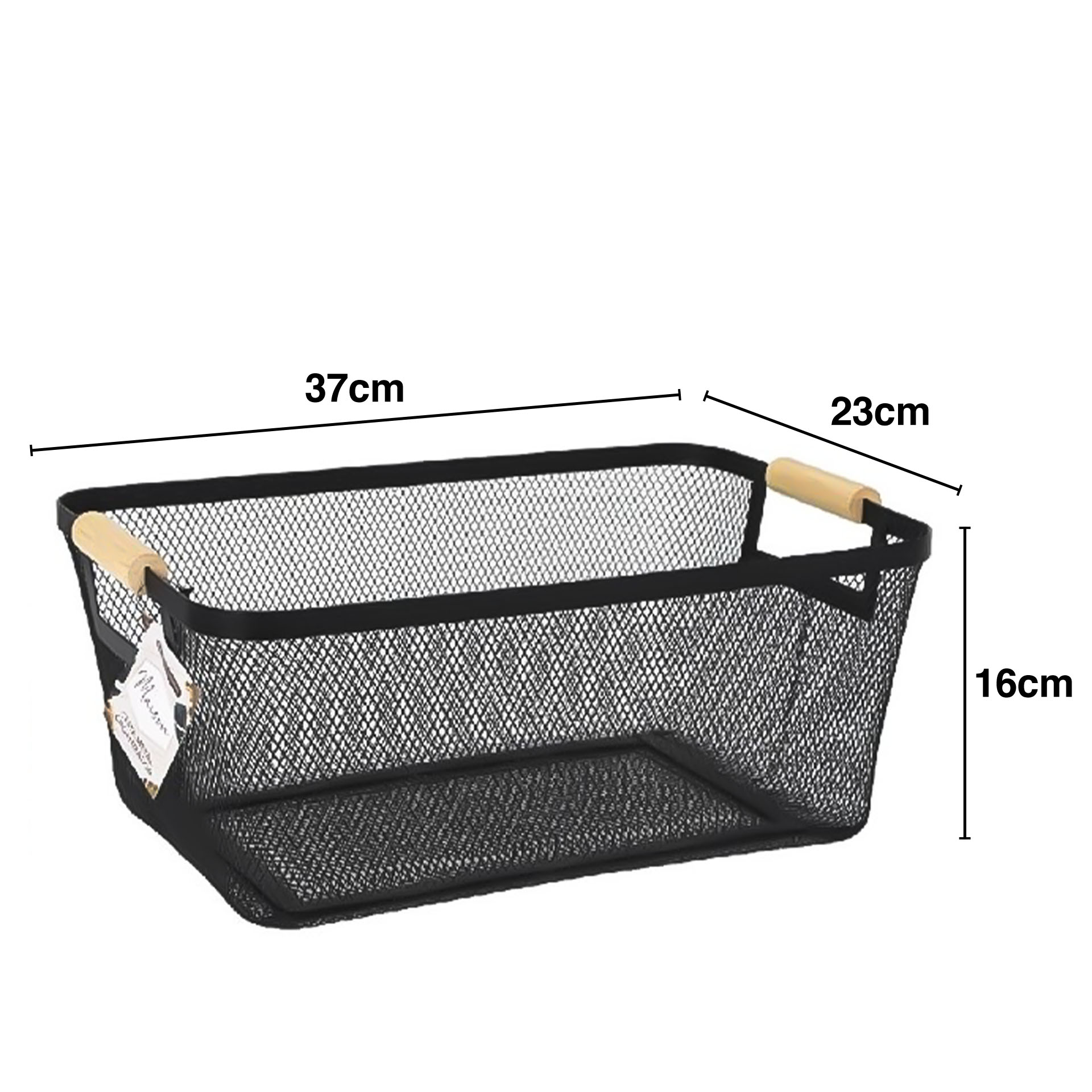 Cesto Rede Metal Asa Madeira