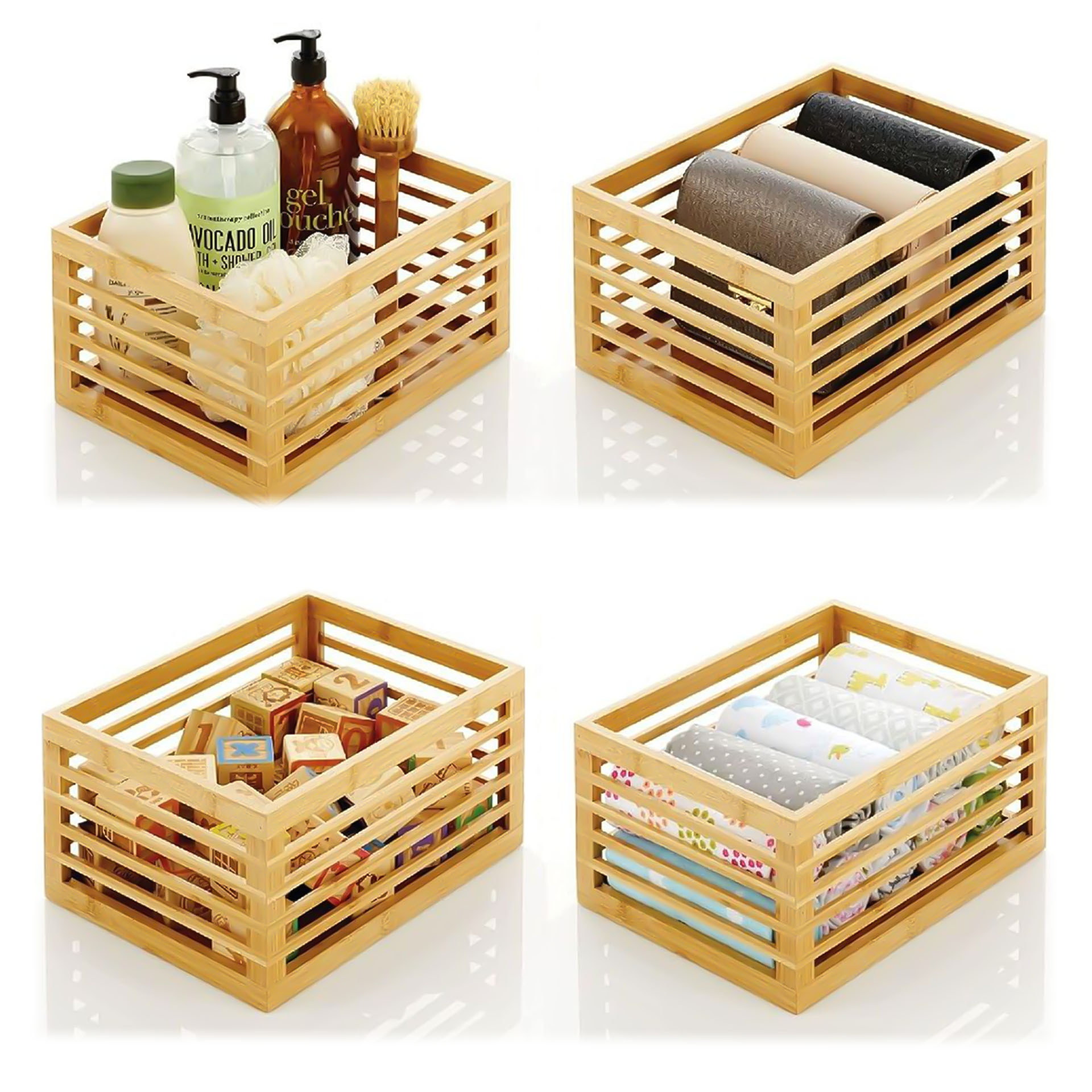 Cesto Arrumação Bambu 30/18/18cm Pack 3