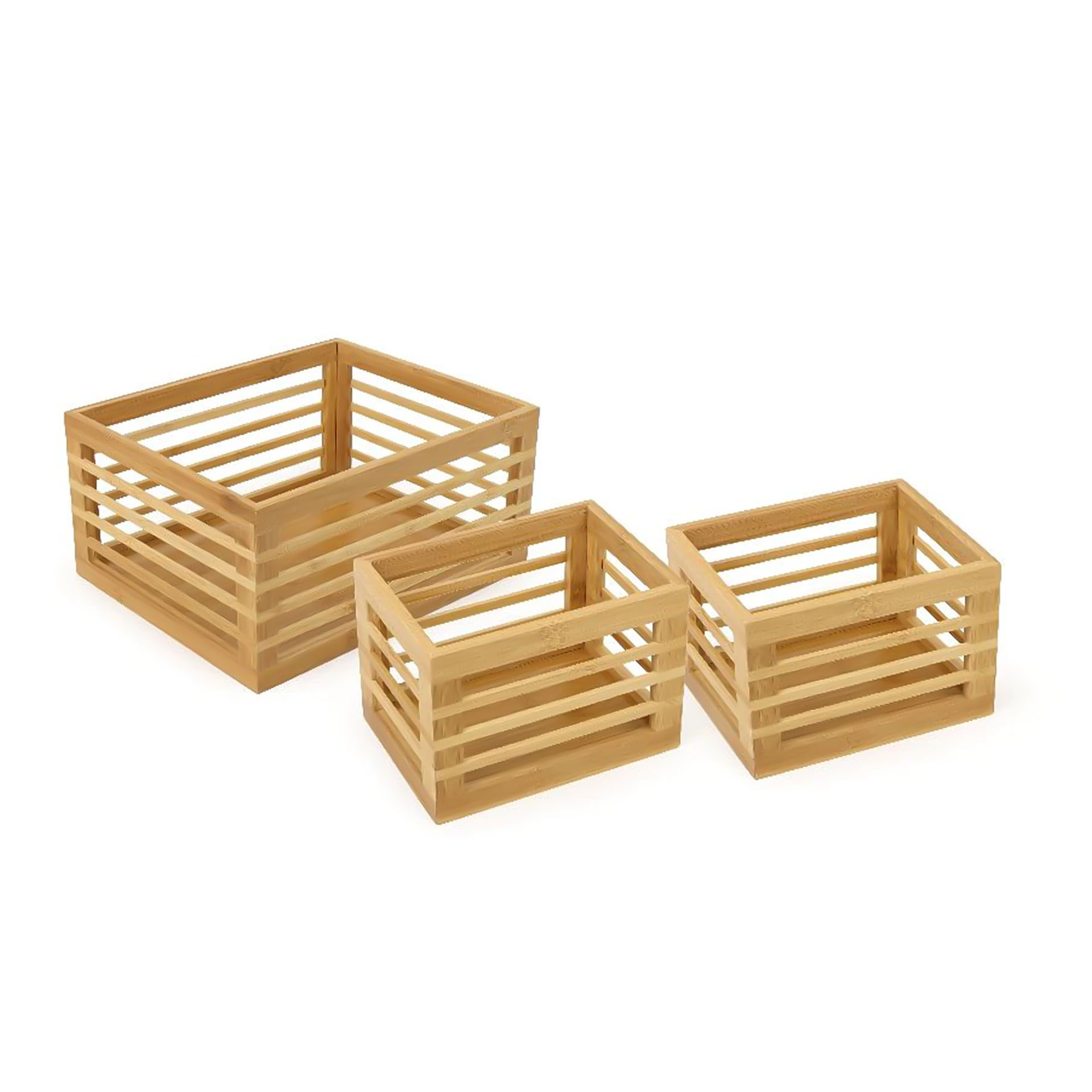 Cesto Arrumação Bambu 30/18/18cm Pack 3