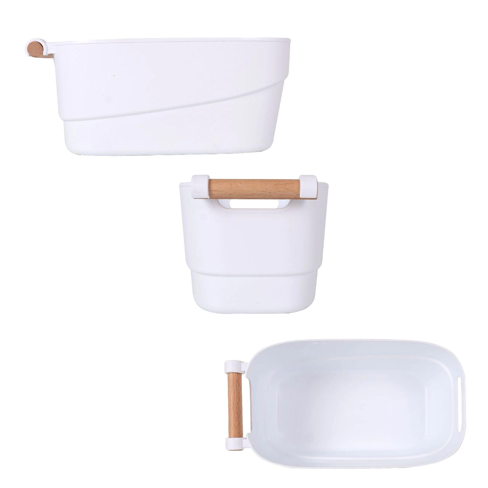 Cesto Multiusos Asa Madeira