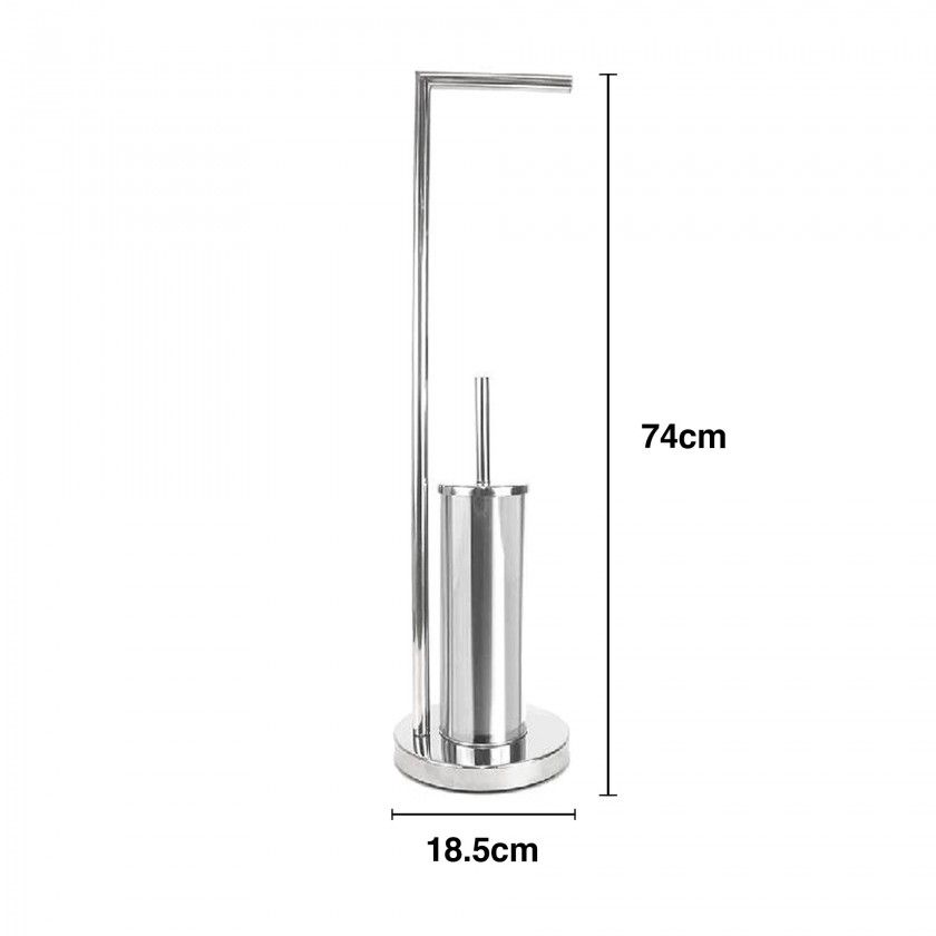 Suporte Rolo Papel Higiénico + Escovilhão Wc 18.5X74cm Suporte Rolo Papel Higiénico + Escovilhão Wc 18.5X74cm