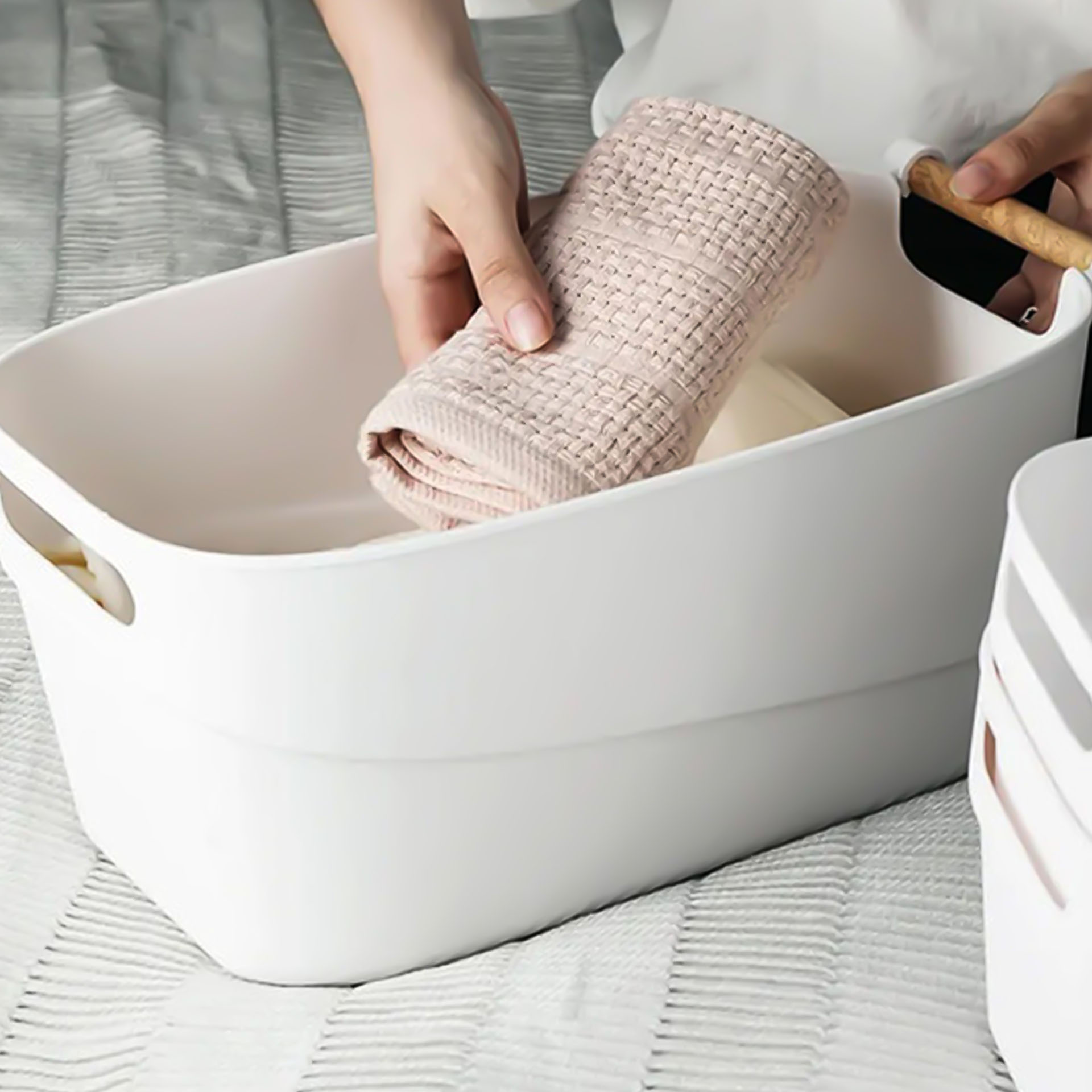 Cesto Multiusos Asa Madeira