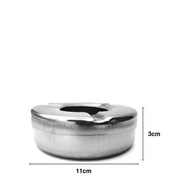 Cinzeiro Inox Redondo Cinzento 11X3cm