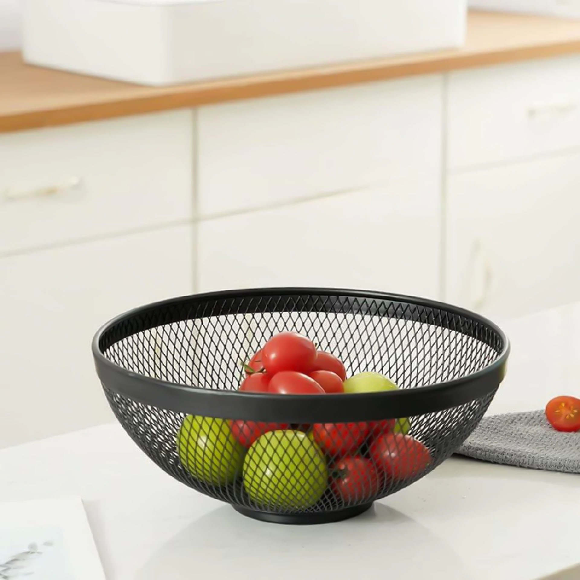 Fruteira Metal Redondo Preta 26X12.5cm