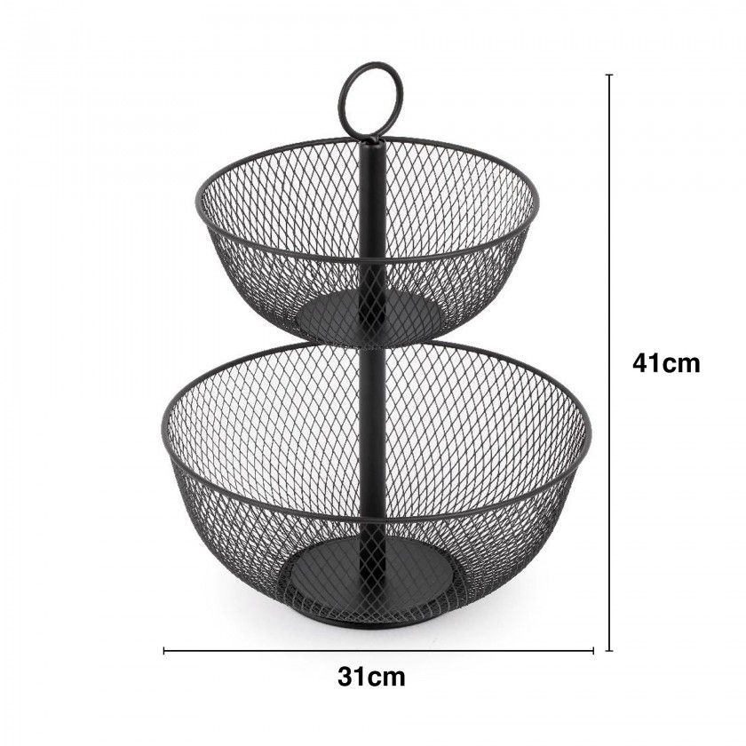 Fruteira Metal 2 Andares Cor Mate 31X31X41cm Fruteira Metal 2 Andares Cor Mate 31X31X41cm