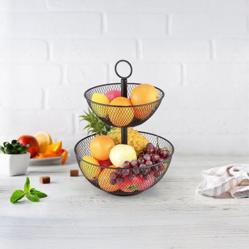 Fruteira Metal 2 Andares Cor Mate 31X31X41cm Fruteira Metal 2 Andares Cor Mate 31X31X41cm