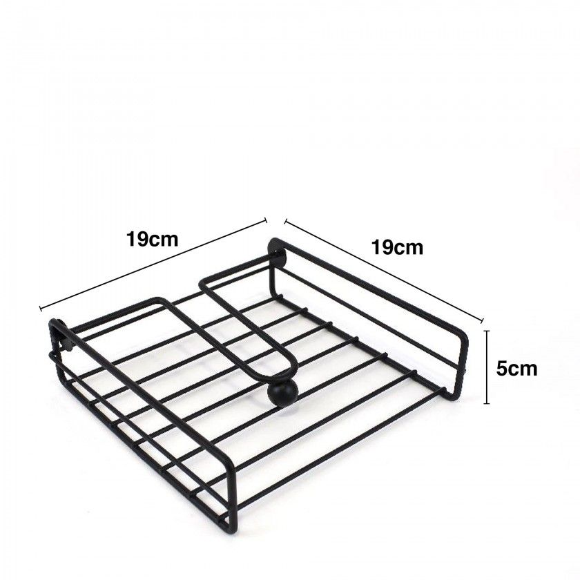 Porta Guardanapos Metal Preto 19X19X5cm Porta Guardanapos Metal Preto 19X19X5cm