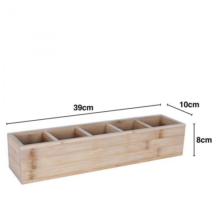 Organizador Bambu com Divises 39X10X8cm
