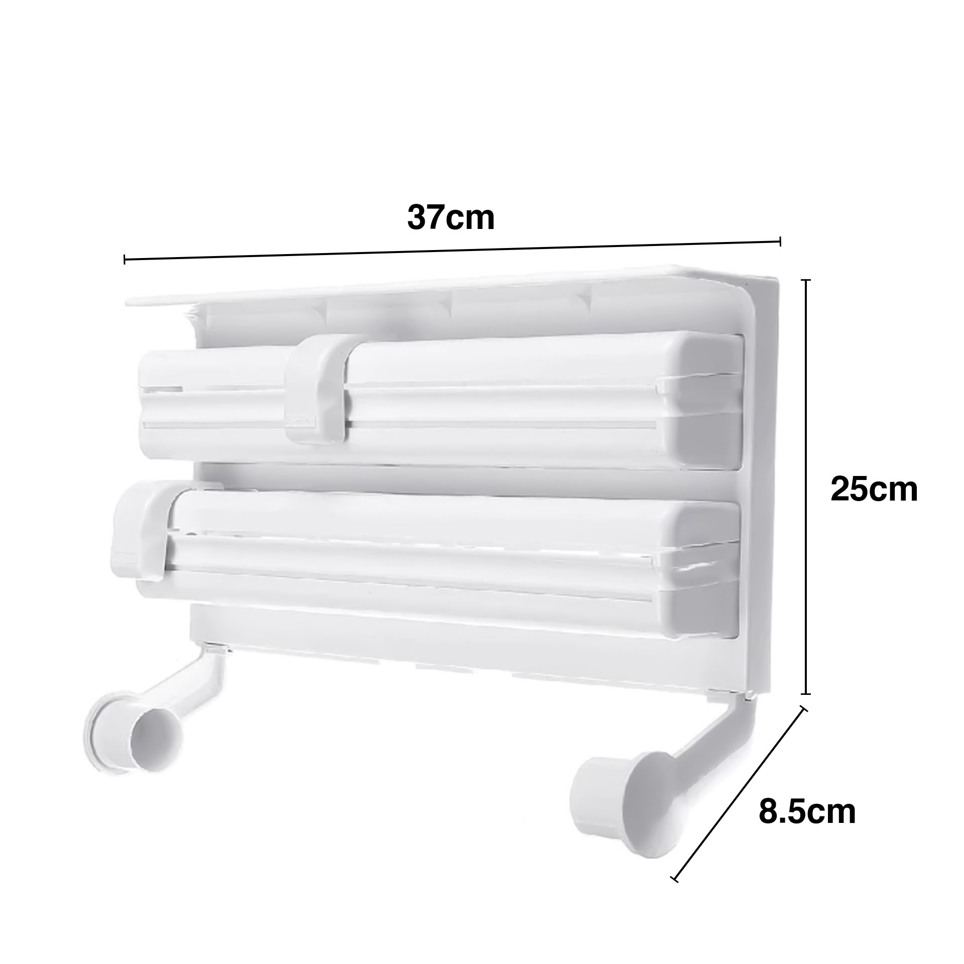 Dispensador Plástico Triplo Rolos Cozinha 37X8.5X25cm