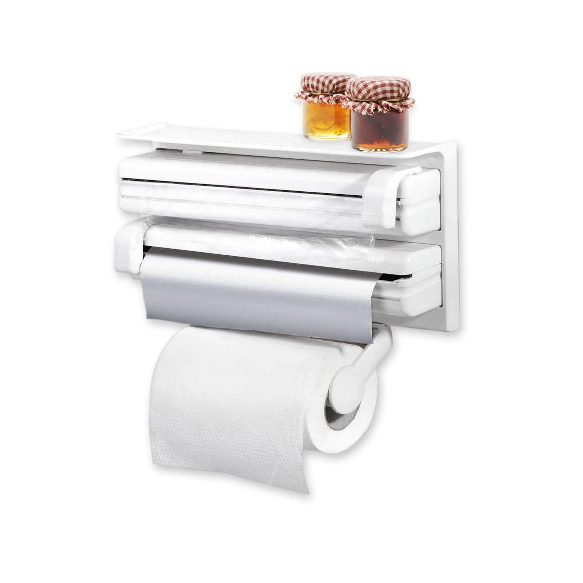Dispensador Plástico Triplo Rolos Cozinha 37X8.5X25cm
