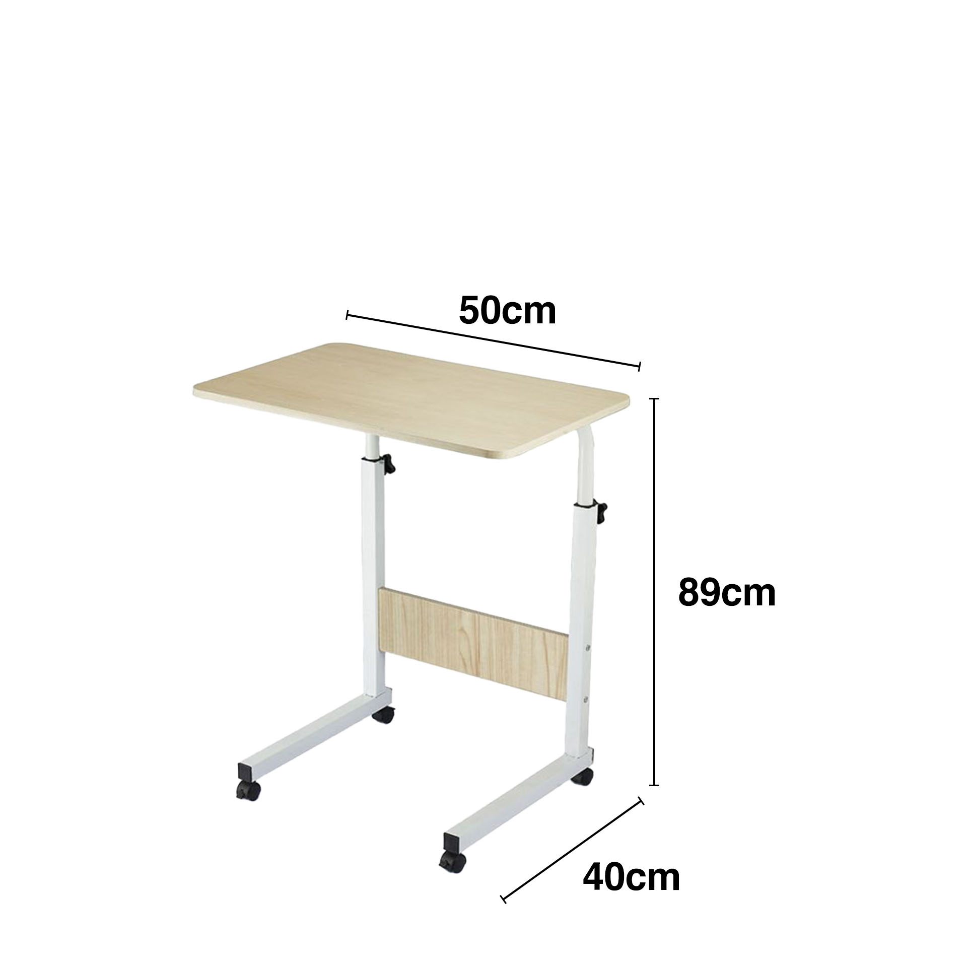 Mesa Apoio Madeira com Rodas 50X40X89cm