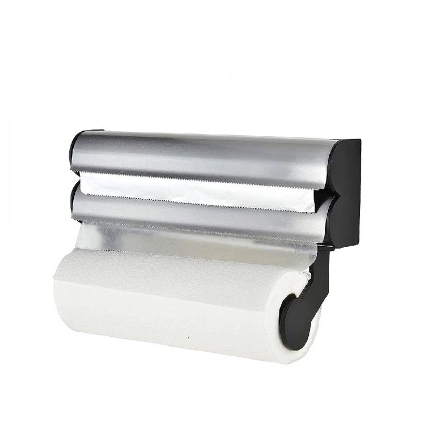Dispensador Inox Triplo Filme / Alumnio / Papel 34X20X9cm