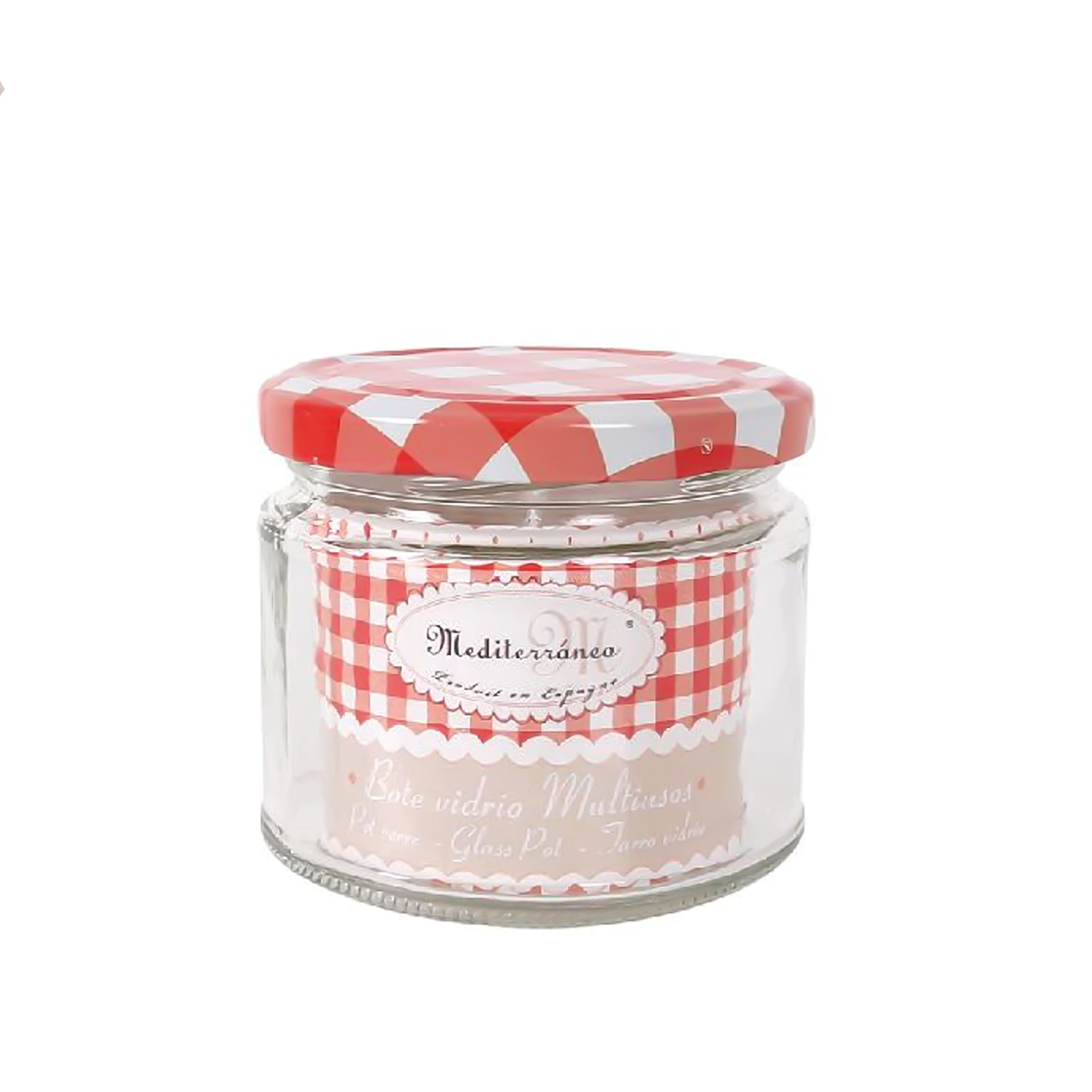 Frasco Vidro Multiusos Tampa Xadrez Redondo 330ml 8.6X7.6cm