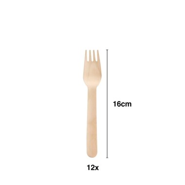 Talher Madeira Garfo 16cm Wooow Pack 12