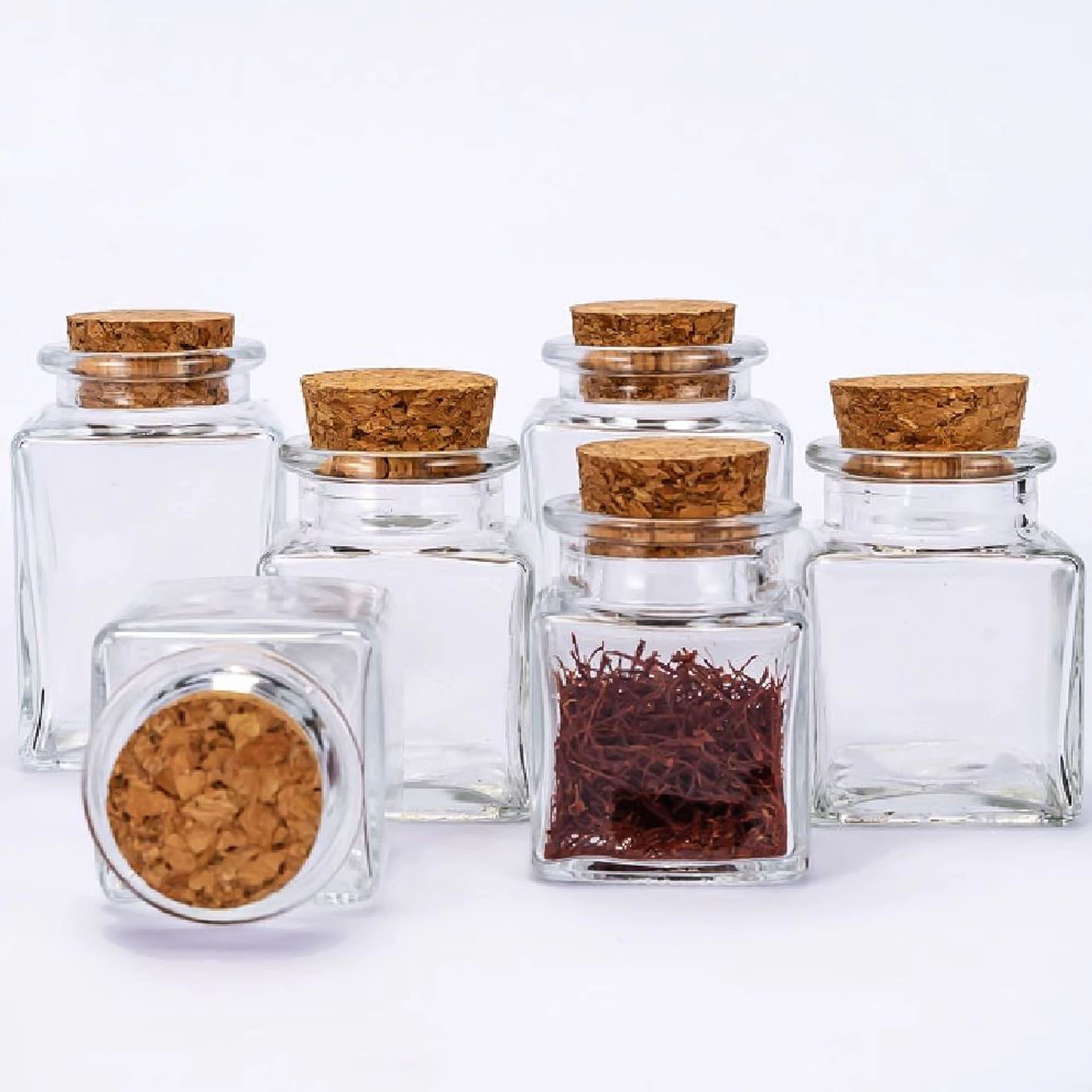 Frasco Vidro Tampa Cortiça Quadrado 50ml 4.4X4.4X6cm