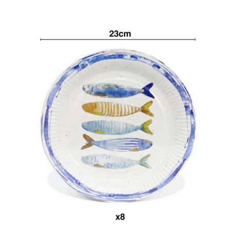 Prato Cart�o Peixe Redondo 23cm Pack 8 - Image product