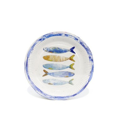 Prato Cartão Peixe Redondo 23cm Pack 8