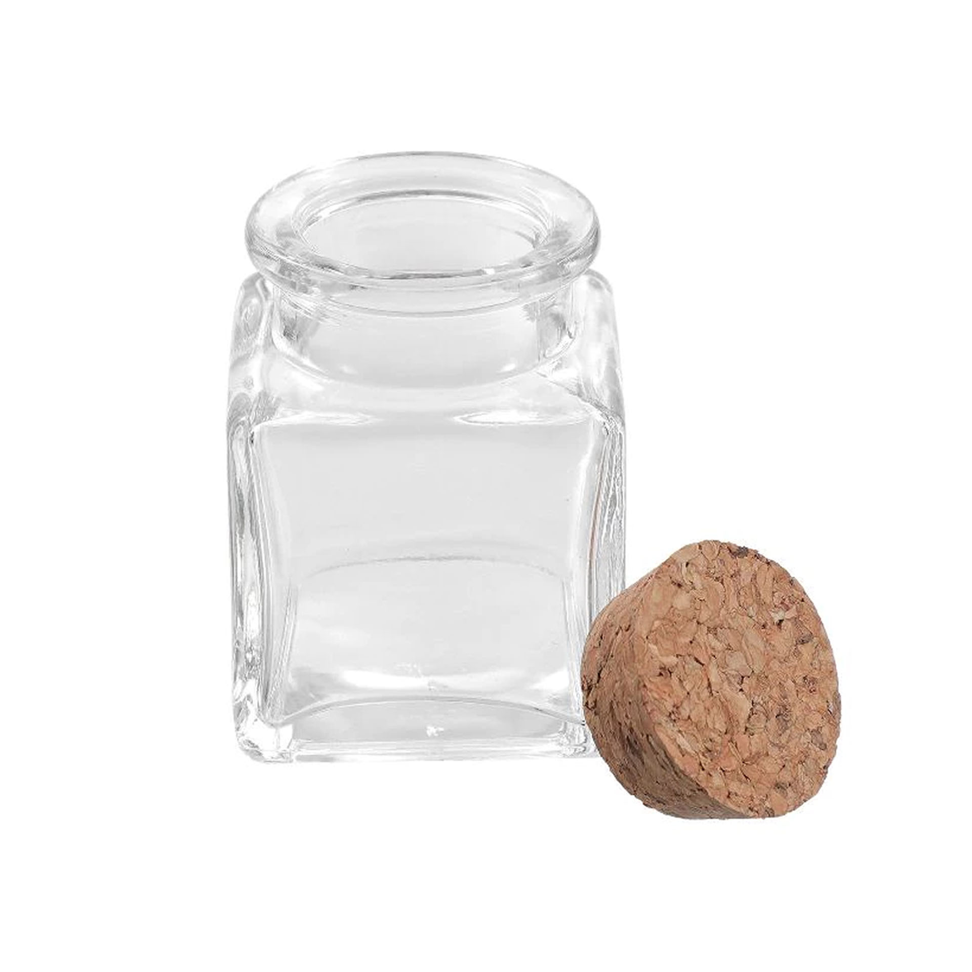 Frasco Vidro Tampa Cortiça Quadrado 50ml 4.4X4.4X6cm