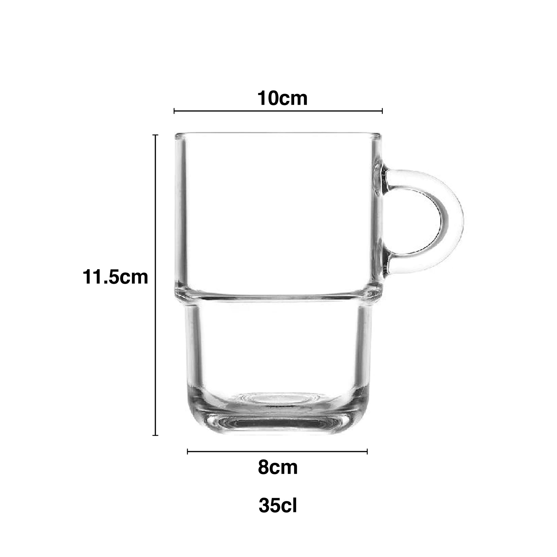 Caneca Vidro Cozy com Asa 350ml 10X8X11.5cm Pack 6