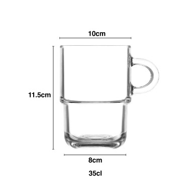 Caneca Vidro Cozy com Asa 350ml 10X8X11.5cm Pack 6
