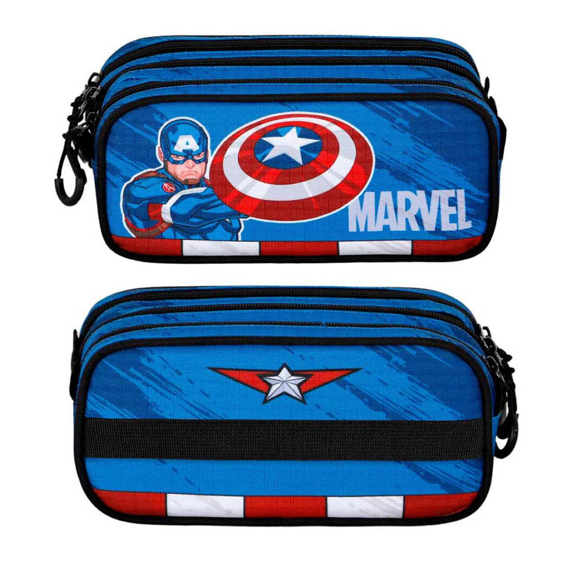 Estojo Triplo Capitão America Fan 23X11X10cm