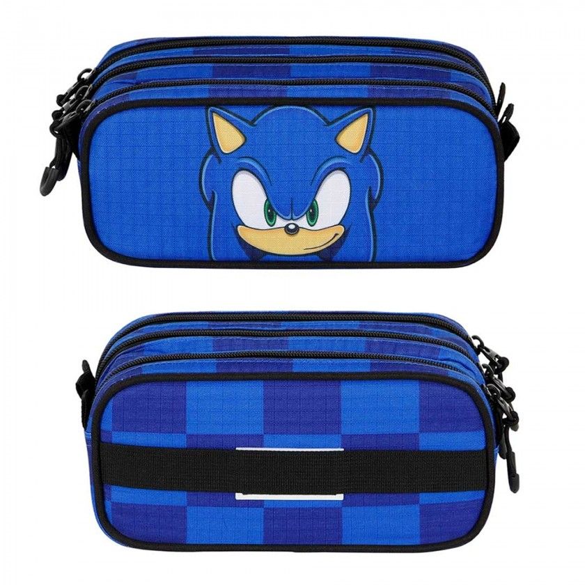 Estojo Triplo Sonic 23X11X10cm Estojo Triplo Sonic 23X11X10cm