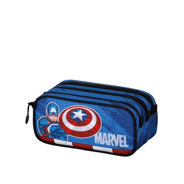 Estojo Triplo Capitão America Fan 23X11X10cm