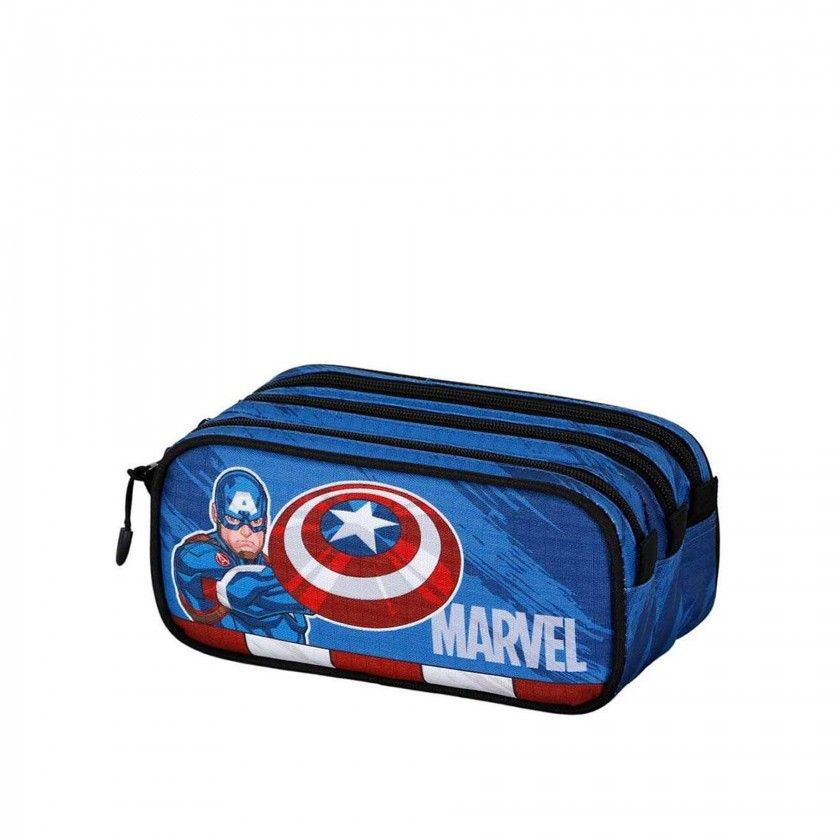 Estojo Triplo Capito America Fan 23X11X10cm