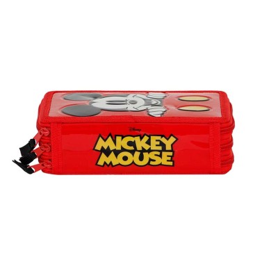 Estojo Triplo Mickey com Materia Escolar 14X21X7cm