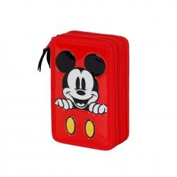 Estojo Triplo Mickey com Materia Escolar 14X21X7cm