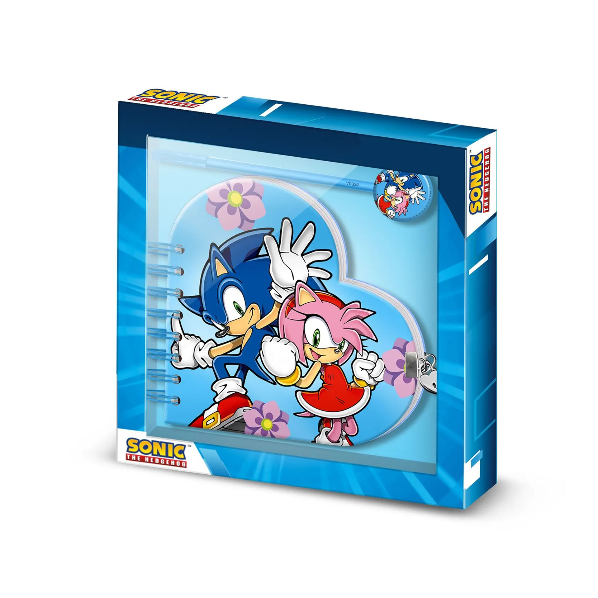Diário Coração com Caneta Sonic 23X24X2.5cm