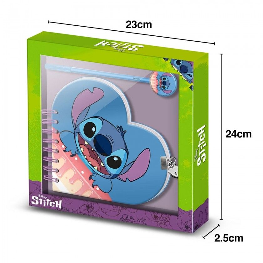 Diário Coração com Caneta Lilo Y Stitch 23X24X2.5cm Diário Coração com Caneta Lilo Y Stitch 23X24X2.5cm