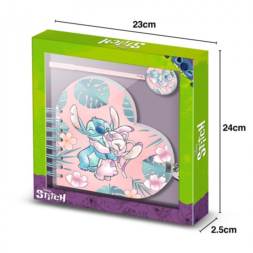 Diário Coração com Caneta Lilo Y Stitch 23X24X2.5cm Diário Coração com Caneta Lilo Y Stitch 23X24X2.5cm