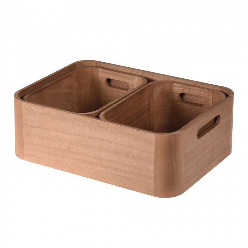 Conjunto 3 Caixas Madeira Retangular 36X26X12cm