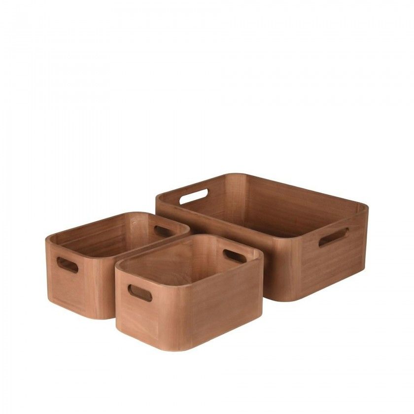 Conjunto 3 Caixas Madeira Retangular 36X26X12cm