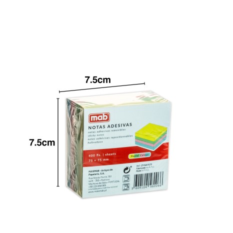 Bloco Notas Aderente Mab Cores 75X75mm Pack 4X100 - Image product